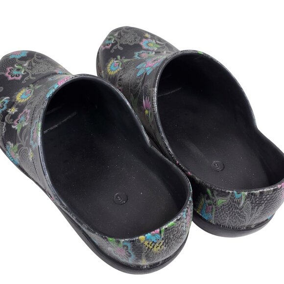 Anywear Women's Size 9 Professional Clogs Black Floral - Picture 6 of 7